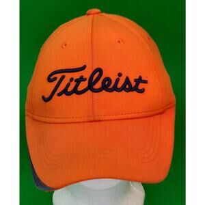 TITLEIST Hat Orange Blue Baseball Ball Cap Flex Fitted Adult S/M Small, Medium